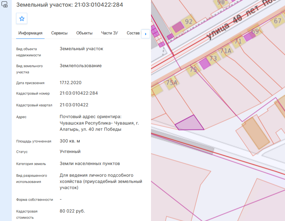 Предоставление земельного участка гражданам с кадастровым номером 21:03:010422:284