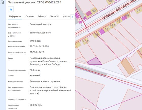 Предоставление земельного участка гражданам с кадастровым номером 21:03:010422:284