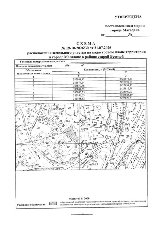 Земельный участок в соответствии со СХЕМОЙ № 19-10-2026/30 от 21.07.2026