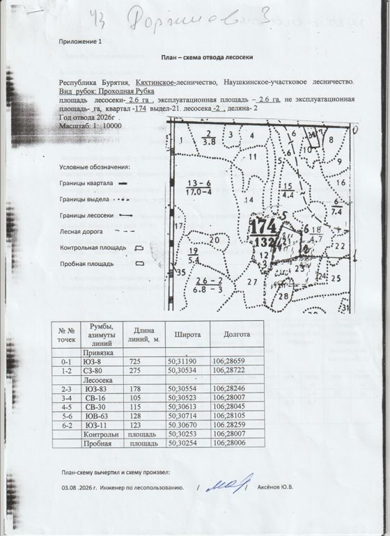Право заключения договора купли-продажи лесных насаждений, расположенных на землях лесного фонда, для осуществления заготовки древесины в рамках реализации части 2 статьи 29.1 Лесного кодекса РФ,  Кяхтинское  лесничество, Наушкинское участковое лесничество, квартал 174, выдел 21   площадь 2,6 га