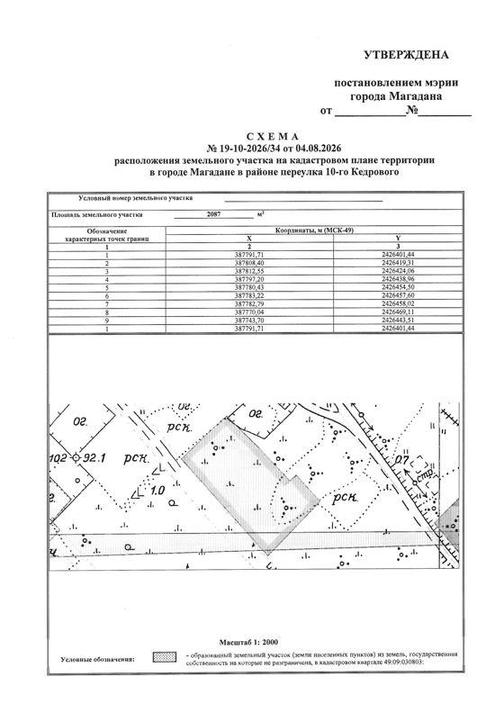 Земельный участок в соответствии со схемой № 19-10-2026/34 от 04.08.2026