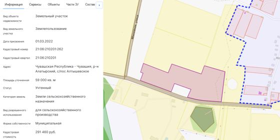 Земельный участок с кадастровым номером 21:06:210201:262