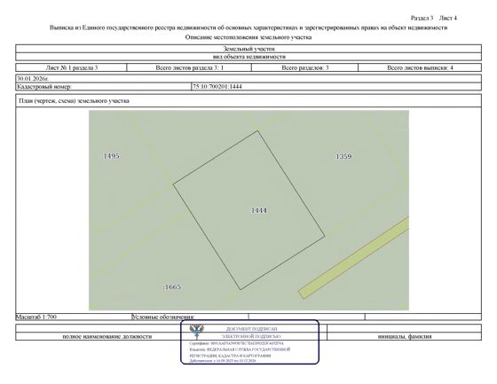 Предоставление в собственность земельного участка для индивидуального жилищного строительства, из земель населенных пунктов: - площадью 2000 кв.м., местоположение: Забайкальский край, Красночикойский район, с. Красный Чикой, ул. Маршала Рокоссовского, 5, кадастровый номер 75:10:700201: 1444.