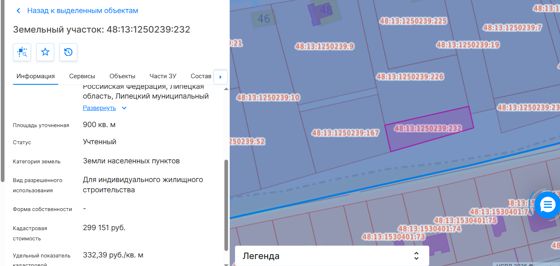 Право на заключение договора аренды земельного участка с кадастровым номером 48:13:1250239:232, площадью 900 кв. м., с категорией земель: земли населенных пунктов, вид разрешенного использования: для индивидуального жилищного строительства, местоположение: Российская Федерация, Липецкая область, Липецкий муниципальный округ, с. Троицкое