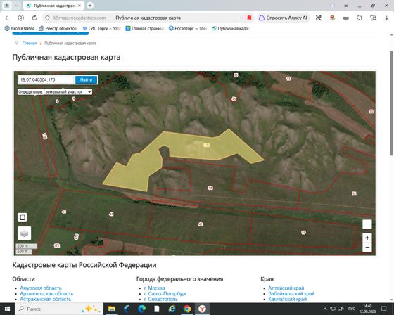 Земельный участок с кадастровым номером 19:07:040504:170
