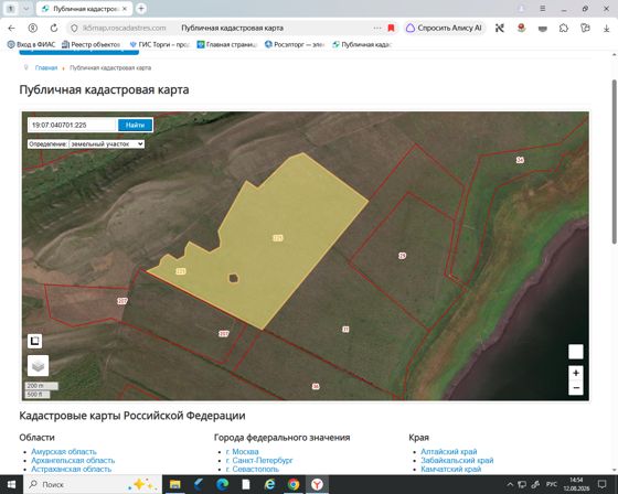 Земельный участок с кадастровым номером 19:07:040701:225