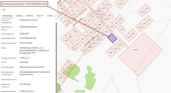 Земельный участок с кадастровым номером 74:12:1002002:542