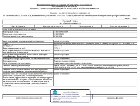 Земельный участок в с. Любино-Малороссы, ул. 2 Лесная, д. 16
