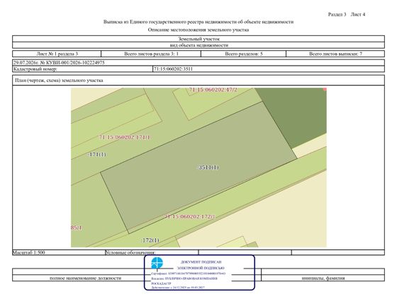 Аукцион  по продаже земельного участка с кадастровым номером 71:15:060202:3511
