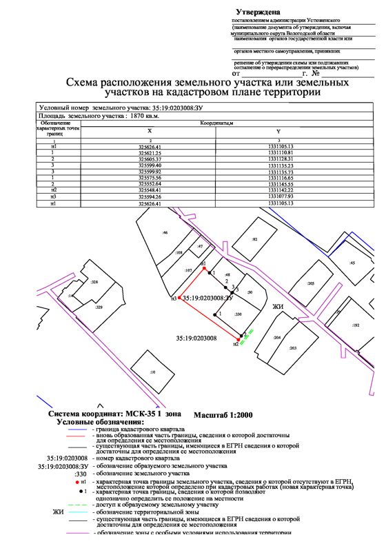 Предоставление земельного участка, площадь 1870 кв.м: для индивидуального жилищного строительства. Граждане и КФХ, имеют право в течении 30 дней со дня опубликования и размещения настоящего извещения подать заявление о намерении участвовать в аукционе на право заключения договора купли-продажи земельного участка с условным кадастровым номером 35:19:0203008:ЗУ.