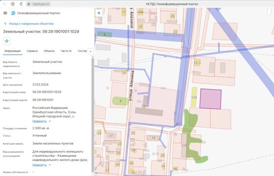 Земельный участок с кадастровым номером 56:29:1901001:1029