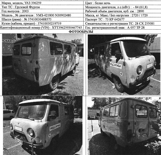 Специальный автомобиль УАЗ-396259