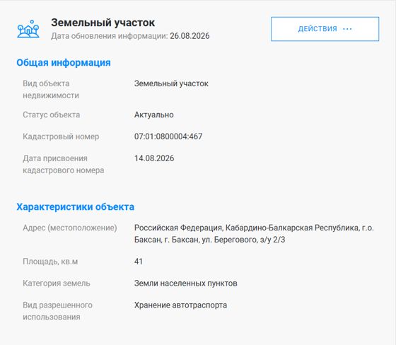 Земельный участок с кадастровым номером 07:01:0800004:467