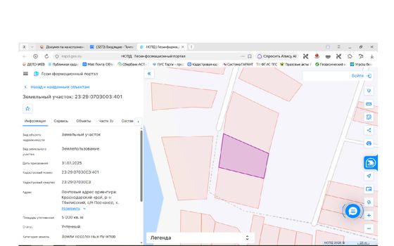 Земельный участок площадью 5000 кв. м, с кадастровым номером 23:29:0703003:401, государственная собственность на который не разграничена