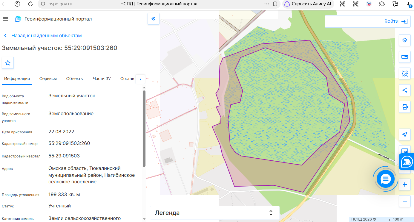 Земельный участок с кадастровым номером 55:29:091503:260