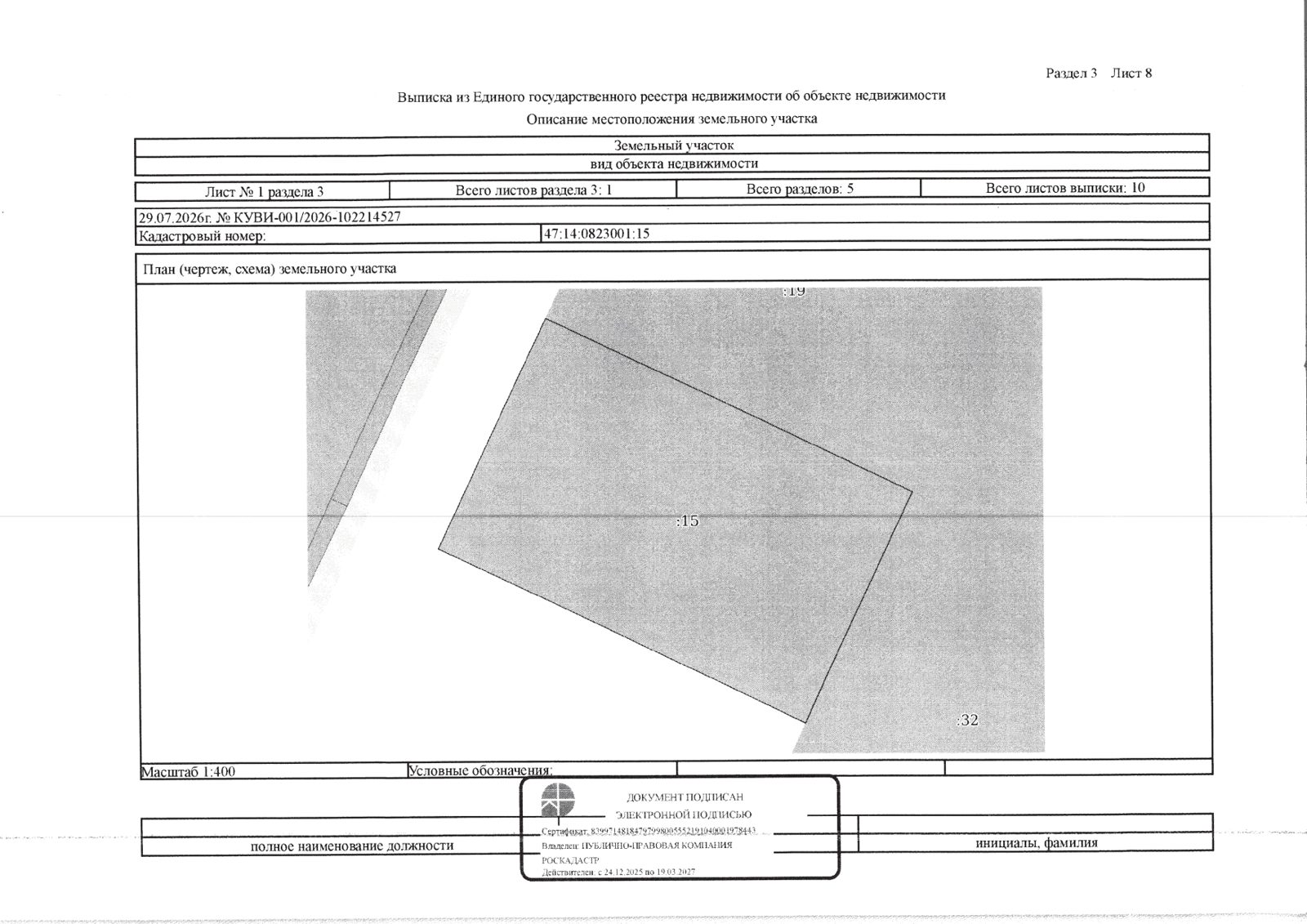 Земельный участок площадью 1000 +/- 22 кв.м, кад. № 47:14:0823001:15, расположенный по адресу: Ленинградская область, Ломоносовский район, МО «Лопухинское сельское поселение», СНТ «Луговое», участок №117