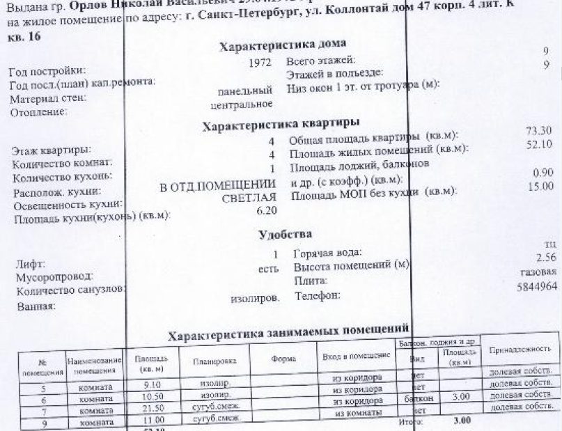 квартира общ. пл. 64,8 кв.м. кад.№ 78:12:0006313:6835 по адресу: Санкт-Петербург, ул. Коллонтай, д. 47, корп. 4, литера. К, кв. 16
