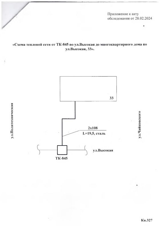 Аренда: тепловая сеть в квартале 327 от ТК-845 по ул. Высокая до МКД по ул. Высокая…