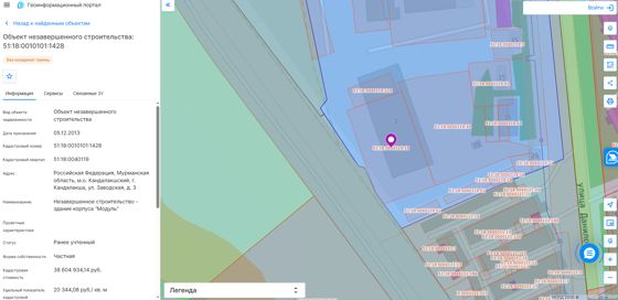 Объект незавершённого строительства 2 976 м², Мурманская обл.
