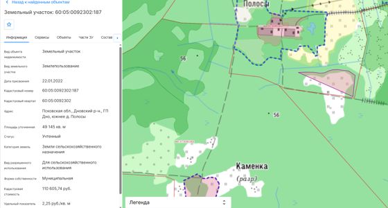 Аренда земельного участка 4,91 га, сельхозназначение, Псковская обл.