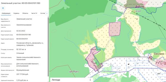 Аренда земельного участка 9,23 га, сельхозназначение, Псковская обл.