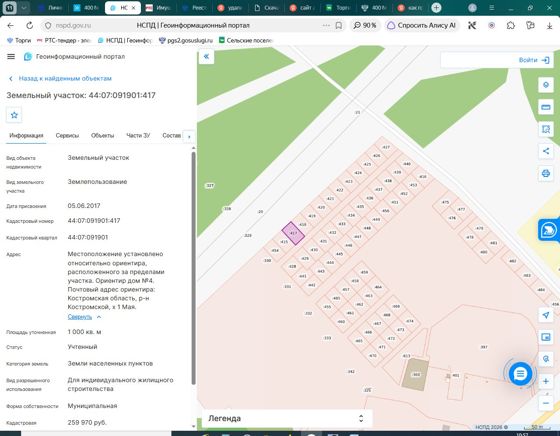 Аренда земельного участка 10 сот., ИЖС, Костромская обл.