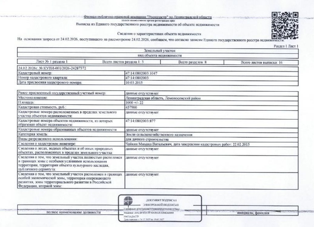 Земельный участок 10 сот., промназначение, Ленинградская обл.