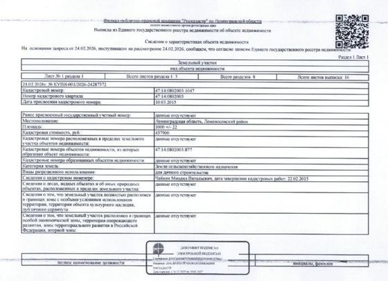 Земельный участок 10 сот., промназначение, Ленинградская обл.