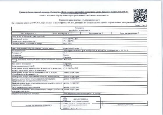 Квартира 32,4 м², Выборг