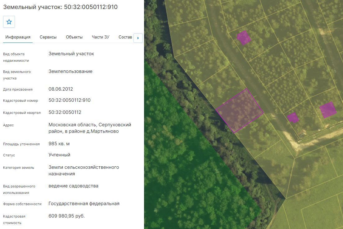 Аренда земельного участка 9,8 сот., садоводство, д. Мартьяново, Московская обл.