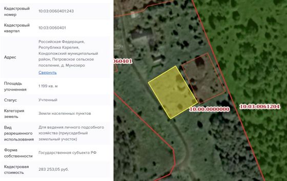 Аренда земельного участка 11 сот., ЛПХ, д. Мунозеро, Карелия