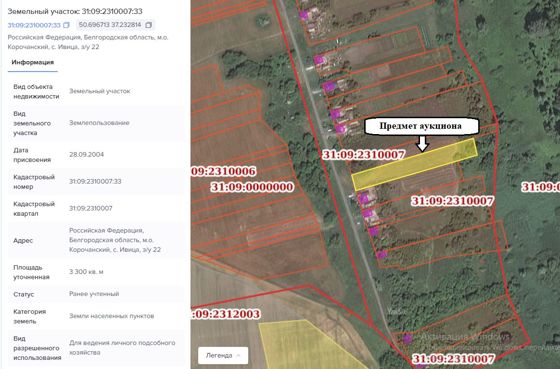 Аренда земельного участка 33 сот., ЛПХ, Белгородская обл.