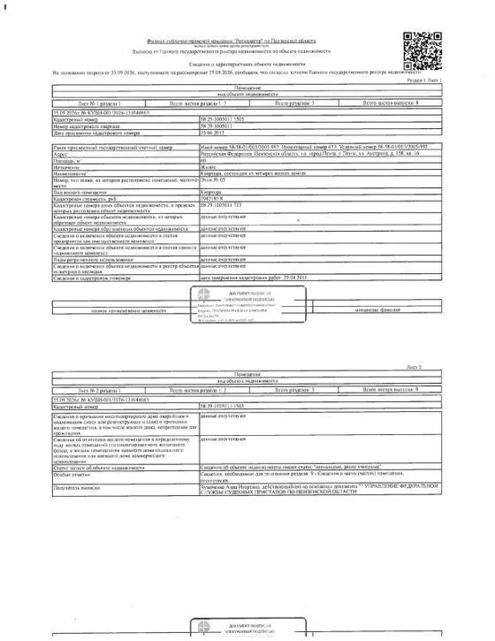Квартира 60 м², Пензенская обл.