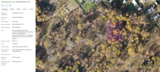 Аренда земельного участка 9,8 сот., ИЖС, с. Соловьевка, Сахалинская обл.