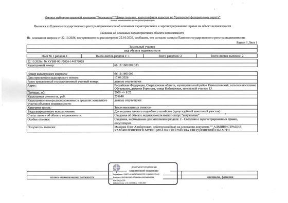 Земельный участок 20 сот., ЛПХ, д. Борисова, Свердловская обл.