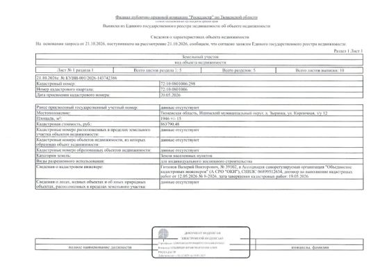 Аренда земельного участка 19 сот., ИЖС, д. Зырянка, Тюменская обл.